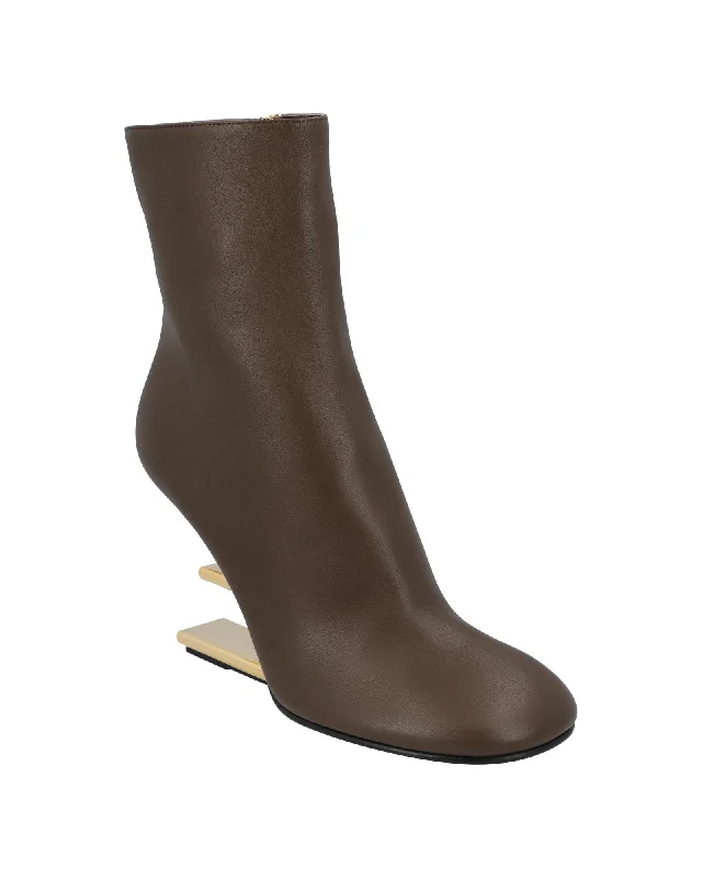 Fendi Leather Ankle Boots Women Brown | Brown