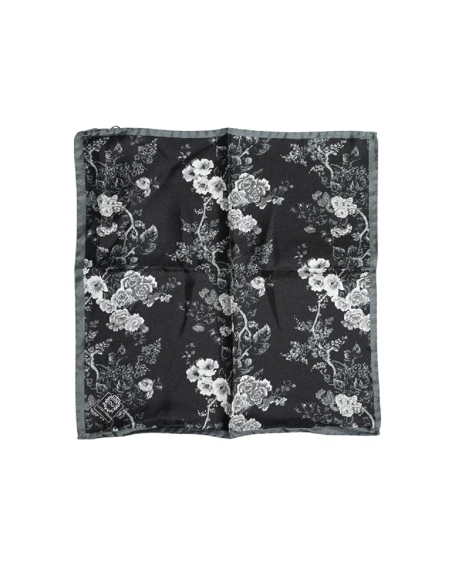 Dolce & Gabbana Floral Print Pocket Square Women Black Scarves
