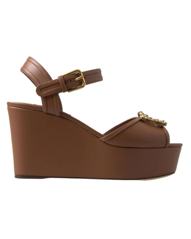 Dolce & Gabbana  Leather Wedge Sandals