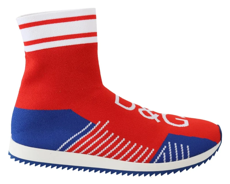 Dolce & Gabbana  Portofino Knit Sneakers Red/Blue Mens