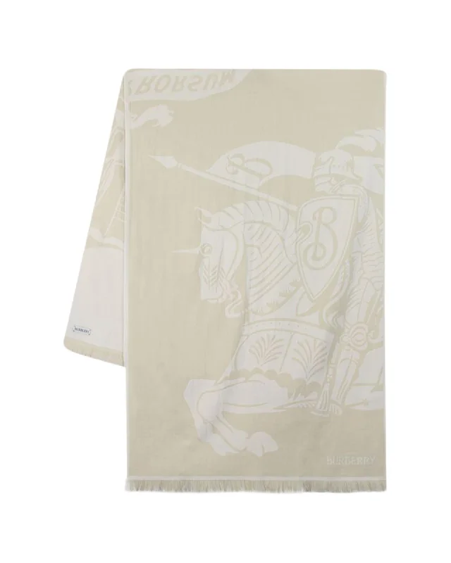 Burberry Knight on Horseback Cotton Shawl Women Beige Scarves & Shawls