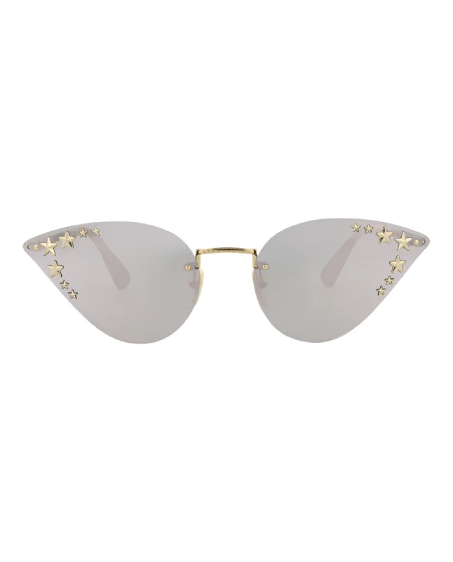 Gucci Womens Cat Eye Gold Gold Silver Fashion Designer Eyewear