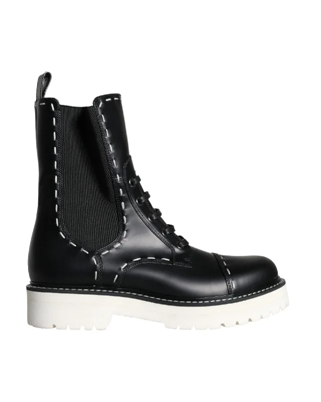 Dolce & Gabbana  Lace-Up Chelsea Boots - Black