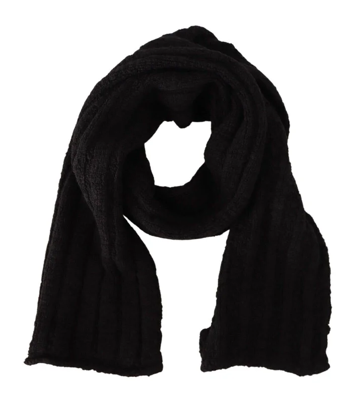 Dolce & Gabbana  Cable Knit Wool Scarf - Black