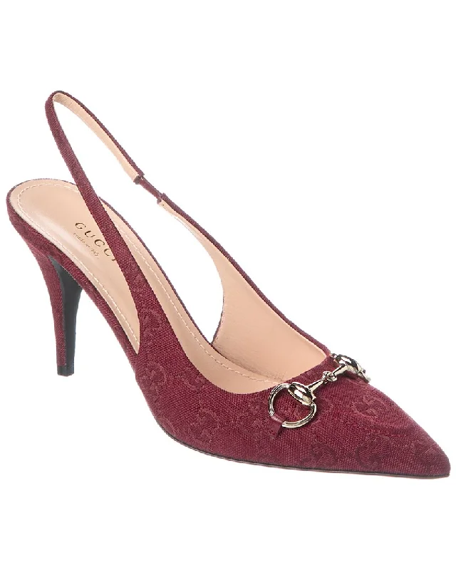 Gucci Horsebit Gg Canvas Slingback Pump