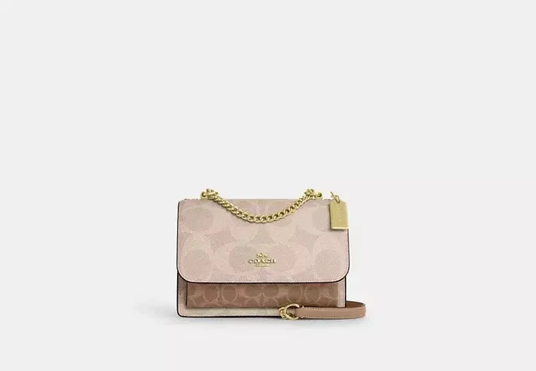 Coach Klare Crossbody Bag In Blocked Signature Canvas Sand Tan 