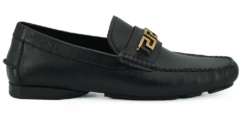 Versace  Chain Reaction Leather Loafers for Men  Black