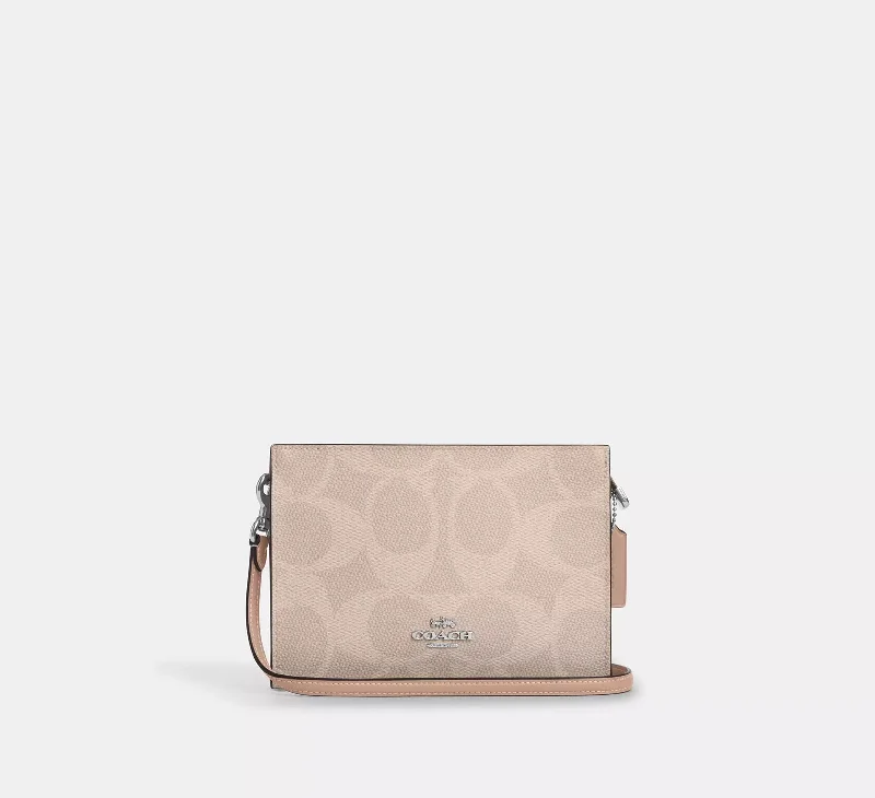Coach Slim Crossbody Bag In Signature Canvas Taupe 
