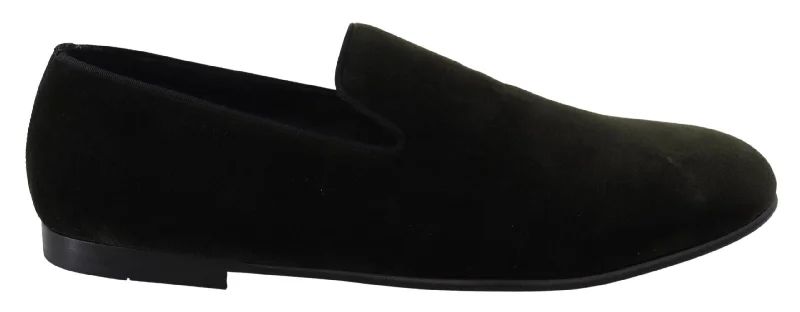 Dolce & Gabbana  Men's Velvet Slip-On Loafers - Black