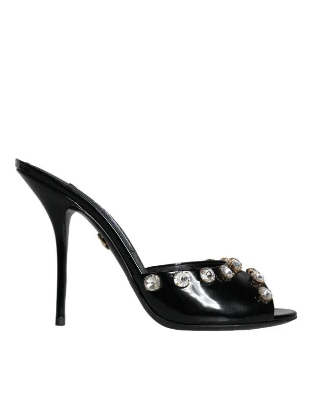 Dolce & Gabbana  Crystal Embellished Leather Mules