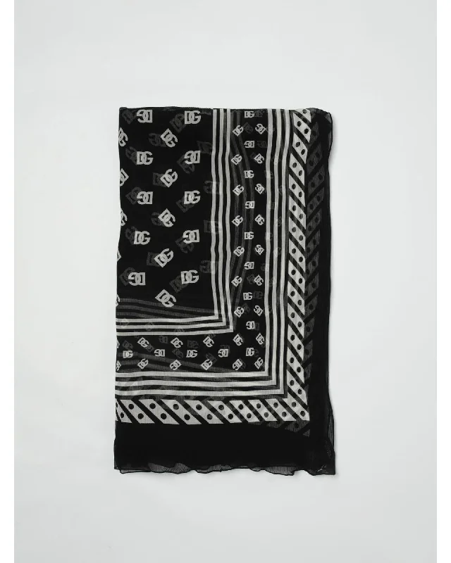Dolce & Gabbana Silk Scarf DG Logo Pattern Women Black Scarves