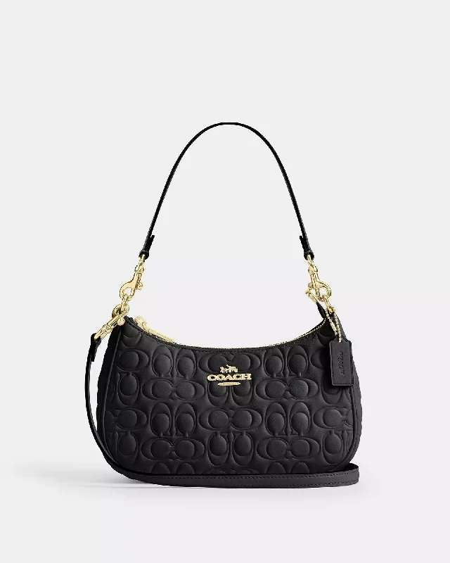 Coach Teri Shoulder Bag In Signature Leather Bag Black 
