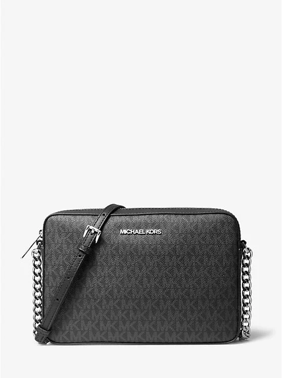 Michael Kors Jet Set Large Logo Crossbody Bag Black 
