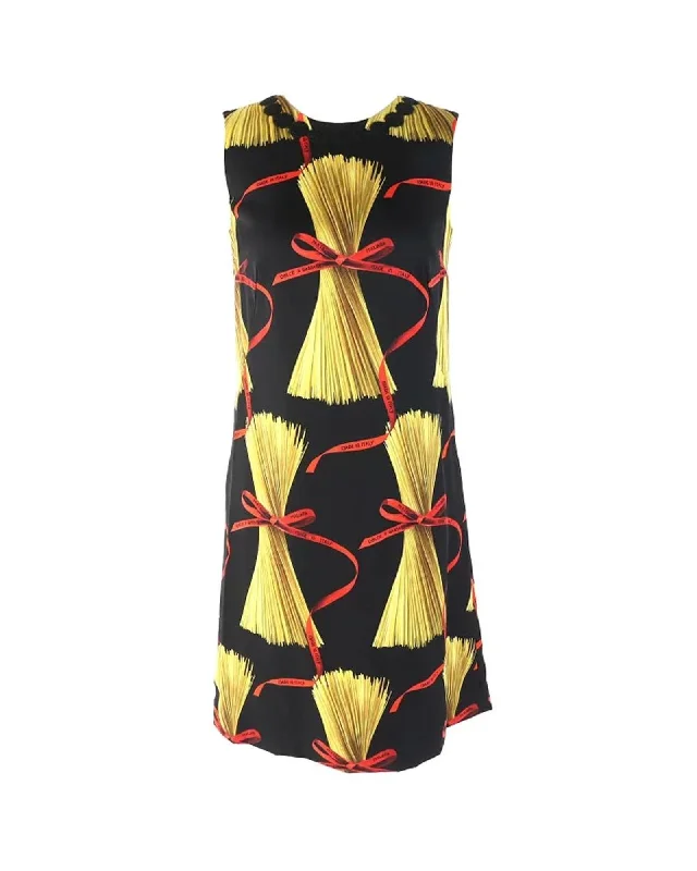 Dolce & Gabbana Spaghetti Print Aline Dress Women Black Dresses