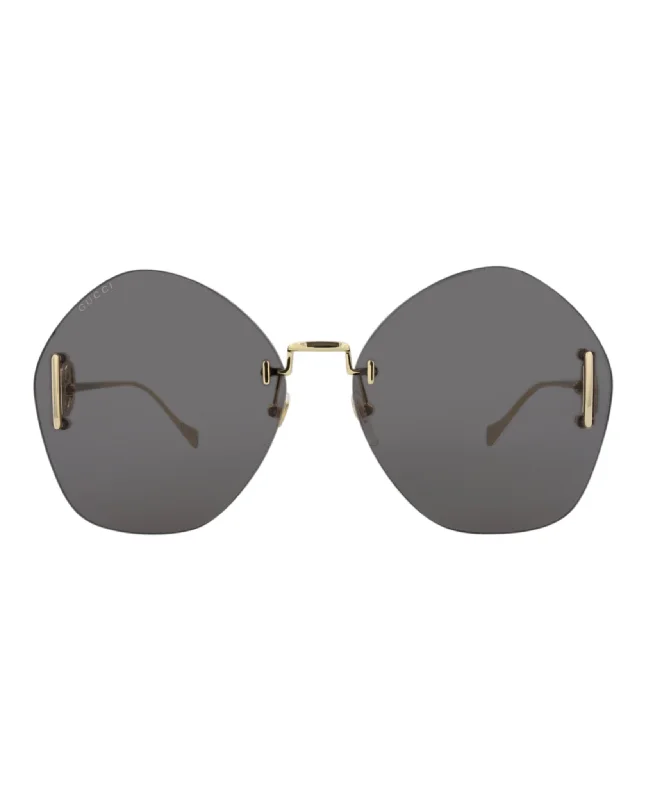 Gucci Womens Round/Oval Gold Gold Grey Fashion Designer Eyewear