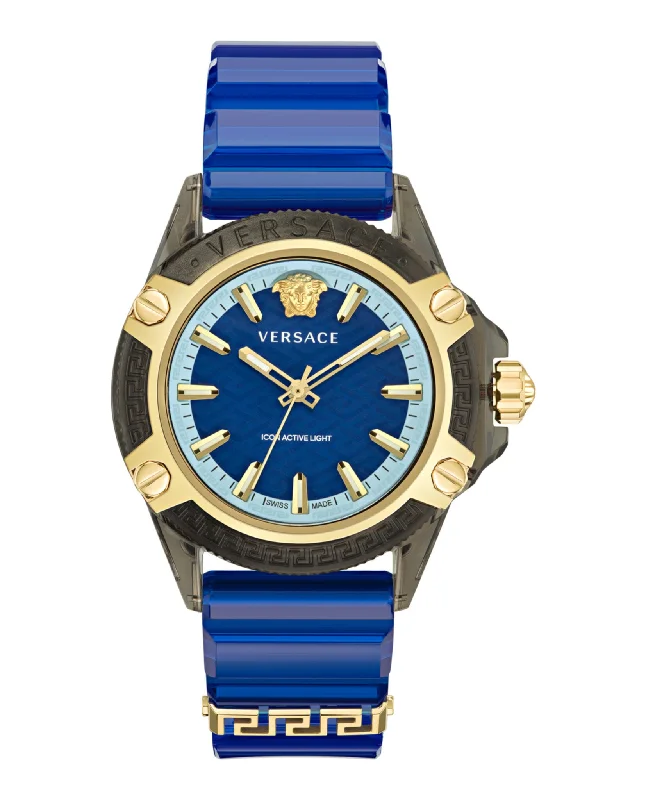 Versace Mens Icon Active Transparent Black 42mm Strap Fashion Watch