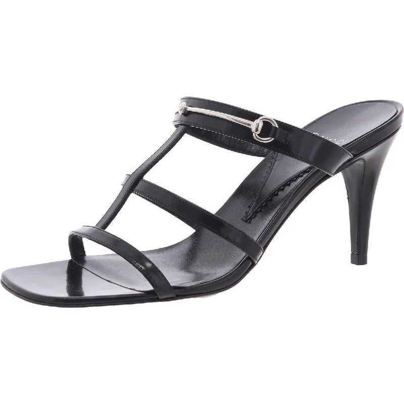 Womens Strappy Leather Mule Sandals