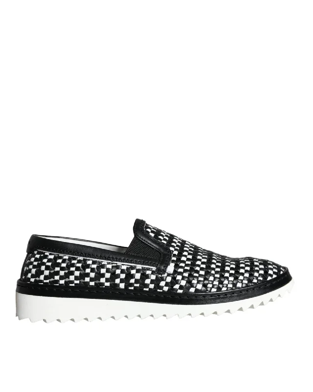 Dolce & Gabbana  Men's Checkerboard Woven Leather Slip-On Sneaker