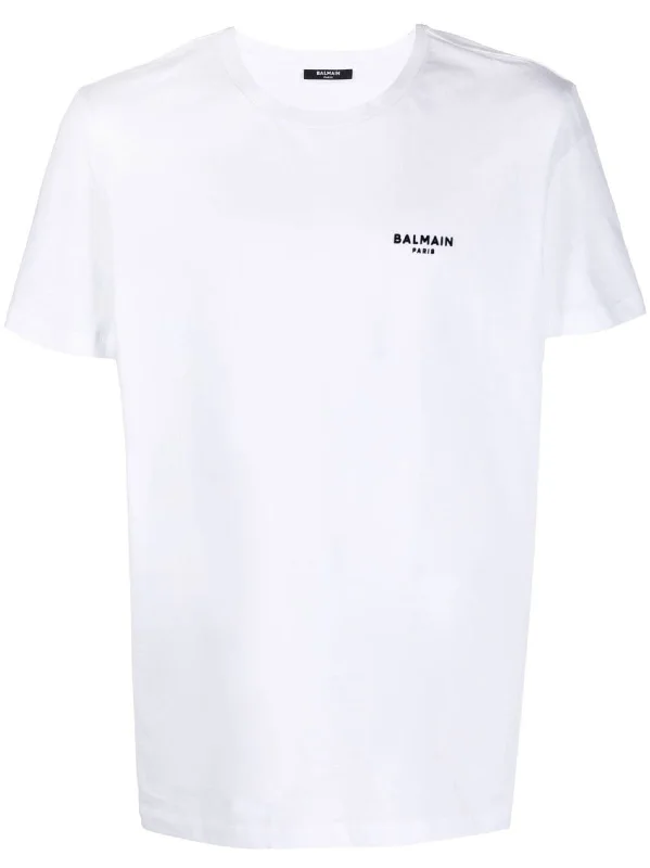 Balmain Small Logo Flock Printed T-Shirt in White