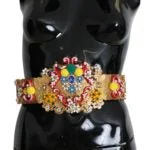 Dolce & Gabbana  Floral Embellished Gold Belt