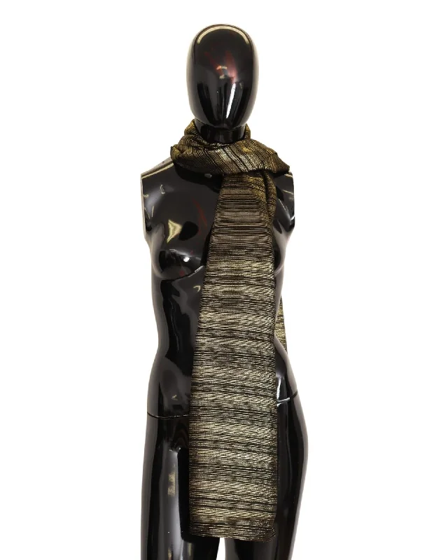 Dolce & Gabbana  Striped Silk Scarf Black and Gold