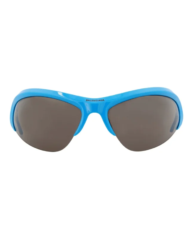 Balenciaga Unisex Shield/Wrap Light Blue Silver Grey Fashion Designer Eyewear