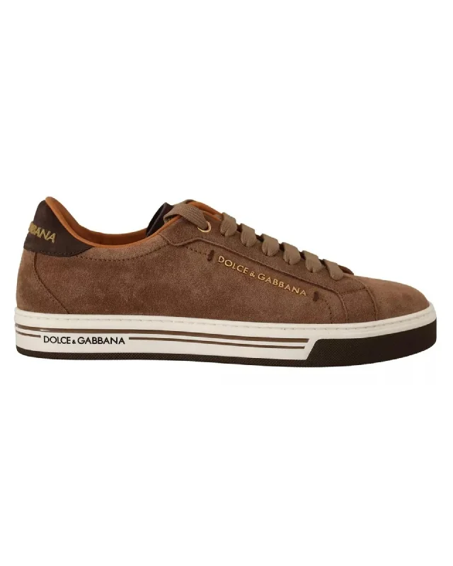 Dolce & Gabbana Suede Low Top Sneakers Men Brown