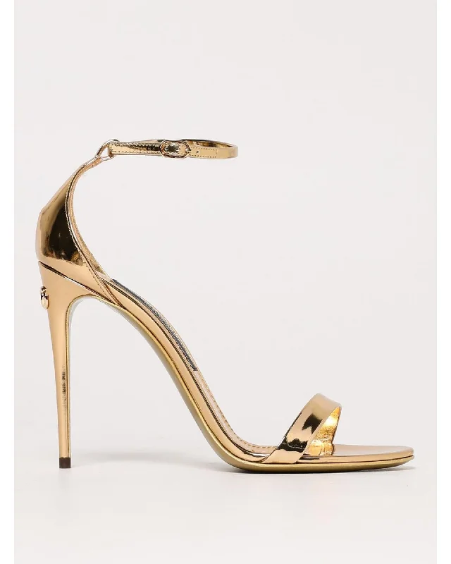 Dolce & Gabbana Metallic Leather Stiletto Heels Women Gold