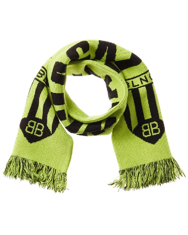 Balenciaga Logo Soccer Wool-Blend Scarf