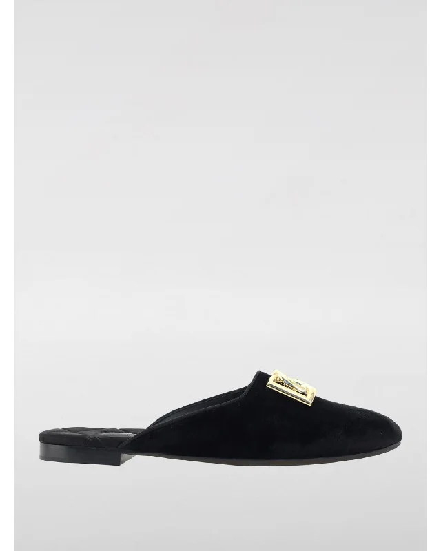 Dolce & Gabbana Velvet Mules Flat Shoes Women Black