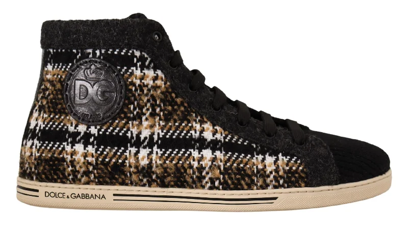 Dolce & Gabbana  Men's High Top Sneakers Black Plaid