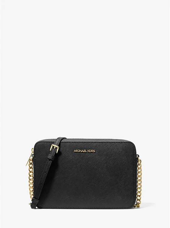 Michael Kors Jet Set Large Logo Crossbody Bag Black 