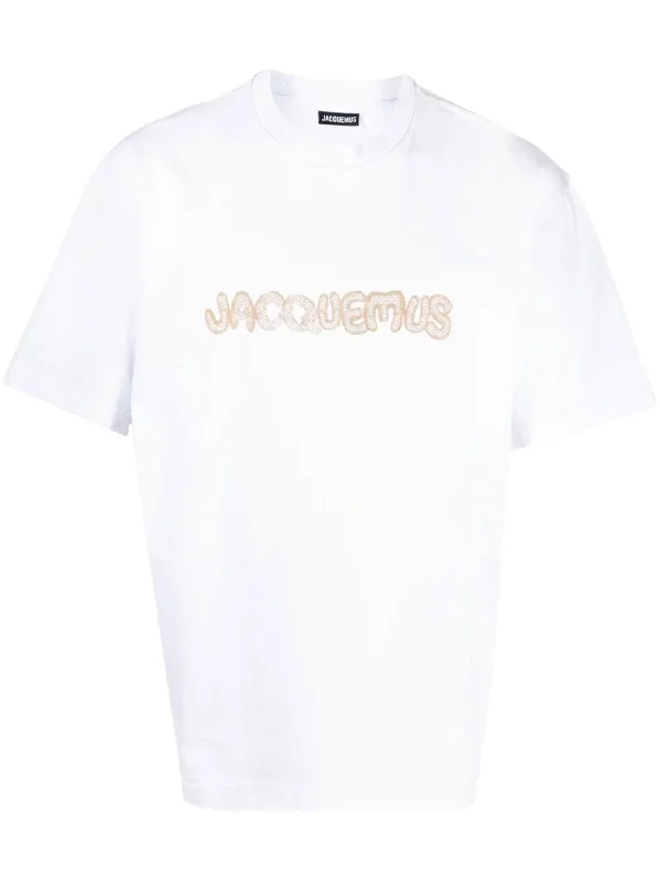 Jacquemus Raphia Print Macrame Logo Le  T-shirt in White