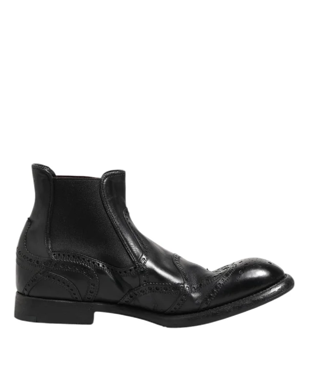 Dolce & Gabbana Brogue Ankle Boots Men Black