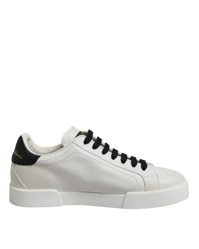 Dolce & Gabbana Leather Low Top Sneakers Men Blackwhite