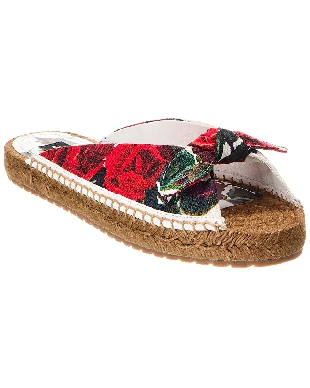 Dolce & Gabbana Dg Logo Floral Canvas Sandal