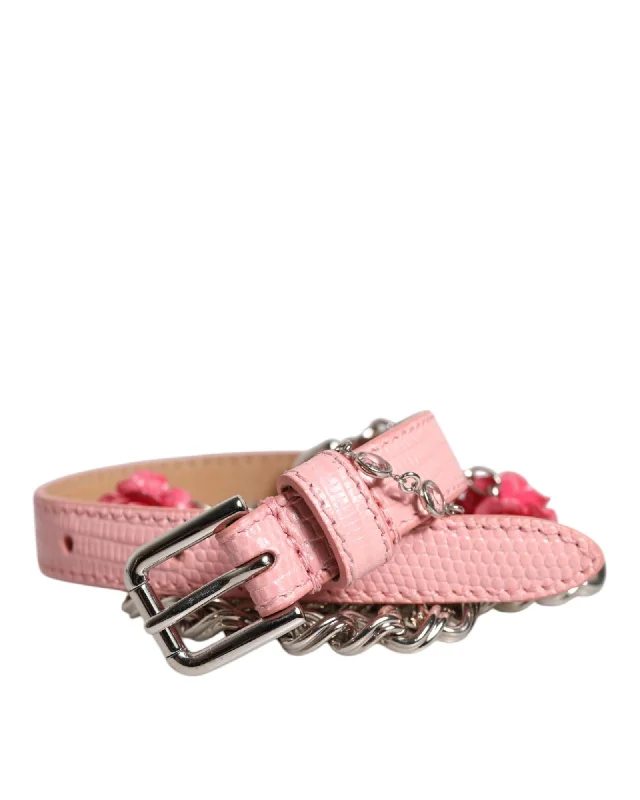 Dolce & Gabbana Chain Detail Leather Belt Women Pink
