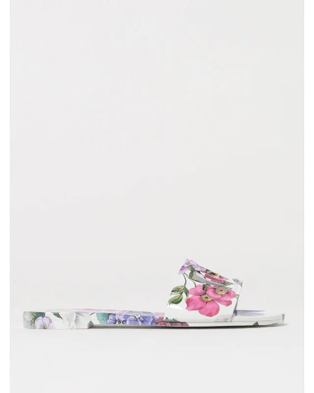 Dolce & Gabbana Floral Print Slides Women Pink Sandals
