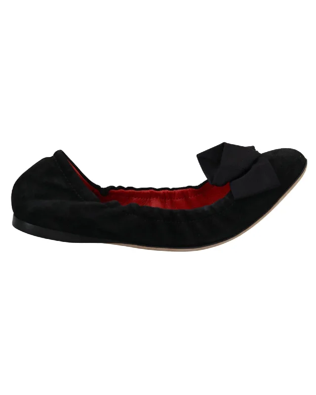Dolce & Gabbana  Suede Ballerinas with Bow - Black