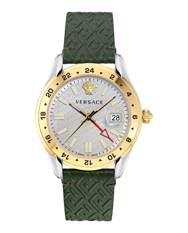 Versace Mens Greca Time Two Tone 41mm Strap Fashion Watch