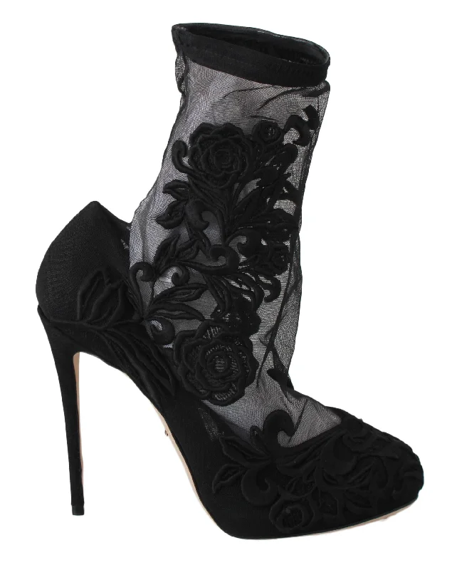 Dolce & Gabbana  Floral Embroidered Pumps Black