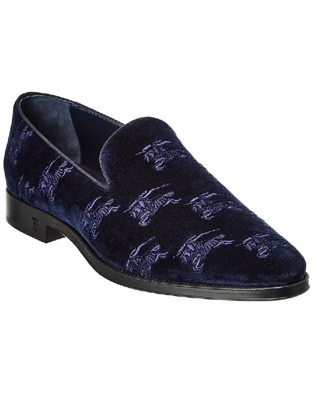 Burberry Ekd Embroidered Velvet Loafer
