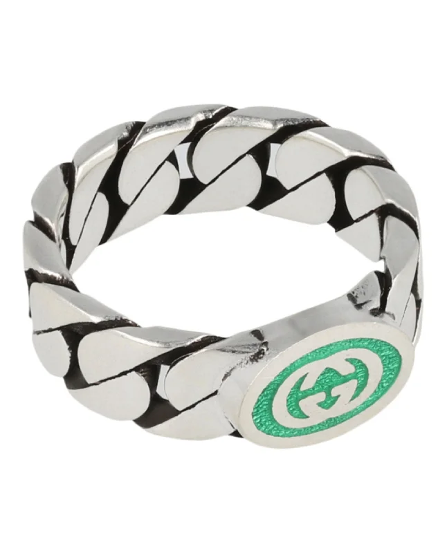 Gucci Mens Sterling Silver Interlocking G Ring