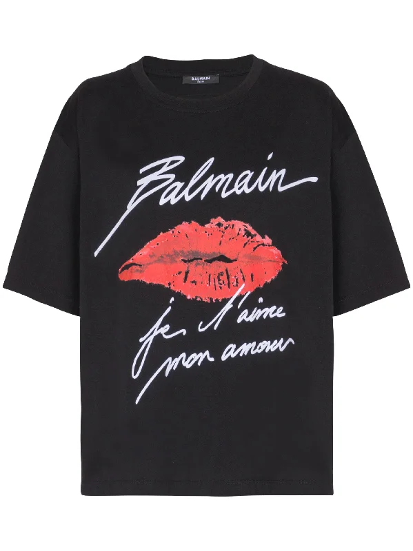 BALMAIN Short-sleeved T-shirt with kiss print