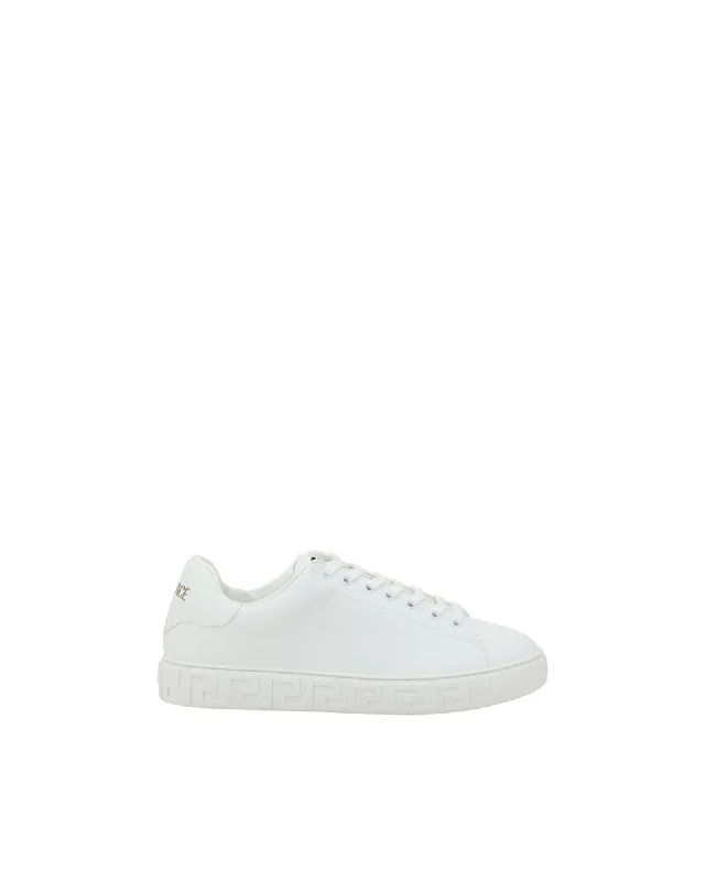 Versace Greca Leather Sneakers Greek Key Men White