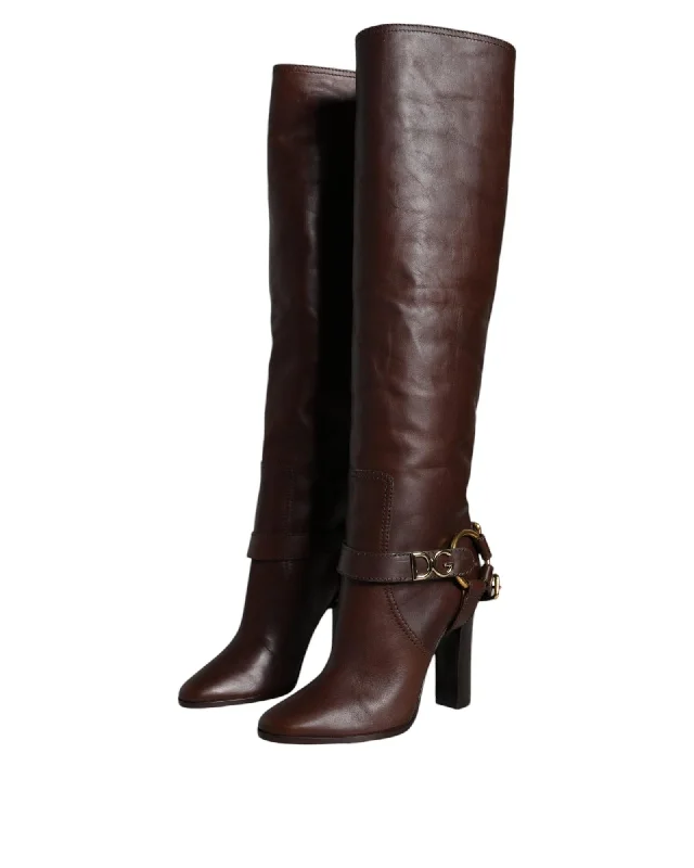 Dolce & Gabbana  Brown Leather Knee-High Boots