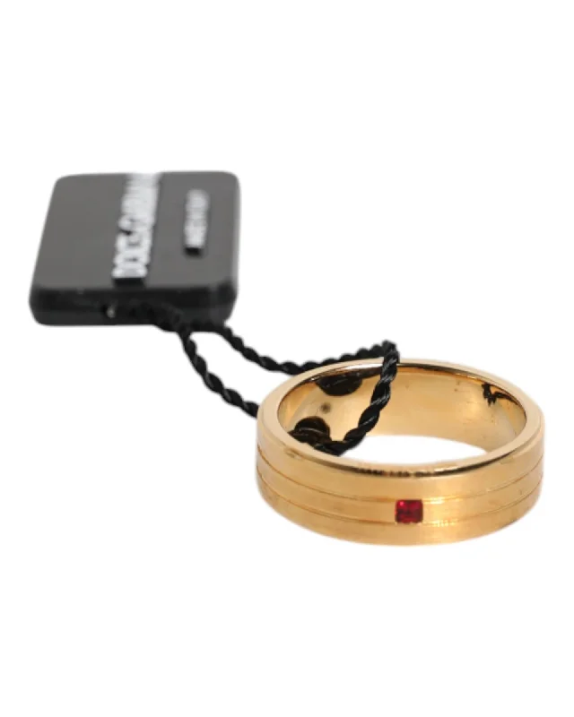 Dolce & Gabbana Gold Ring Red Stone Accent Men