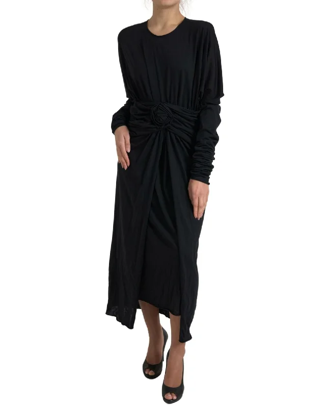 Dolce & Gabbana Wool Sheath Wrap Dress