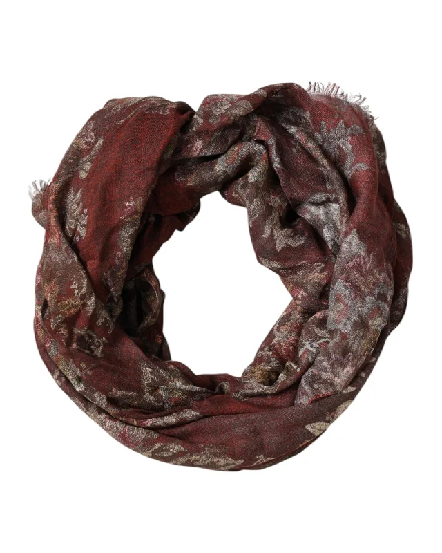Dolce & Gabbana Floral Pattern Scarf Women Maroon Scarves