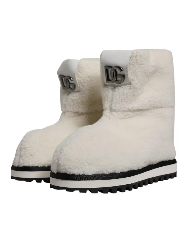 Dolce & Gabbana Shearling Boots White Model Men